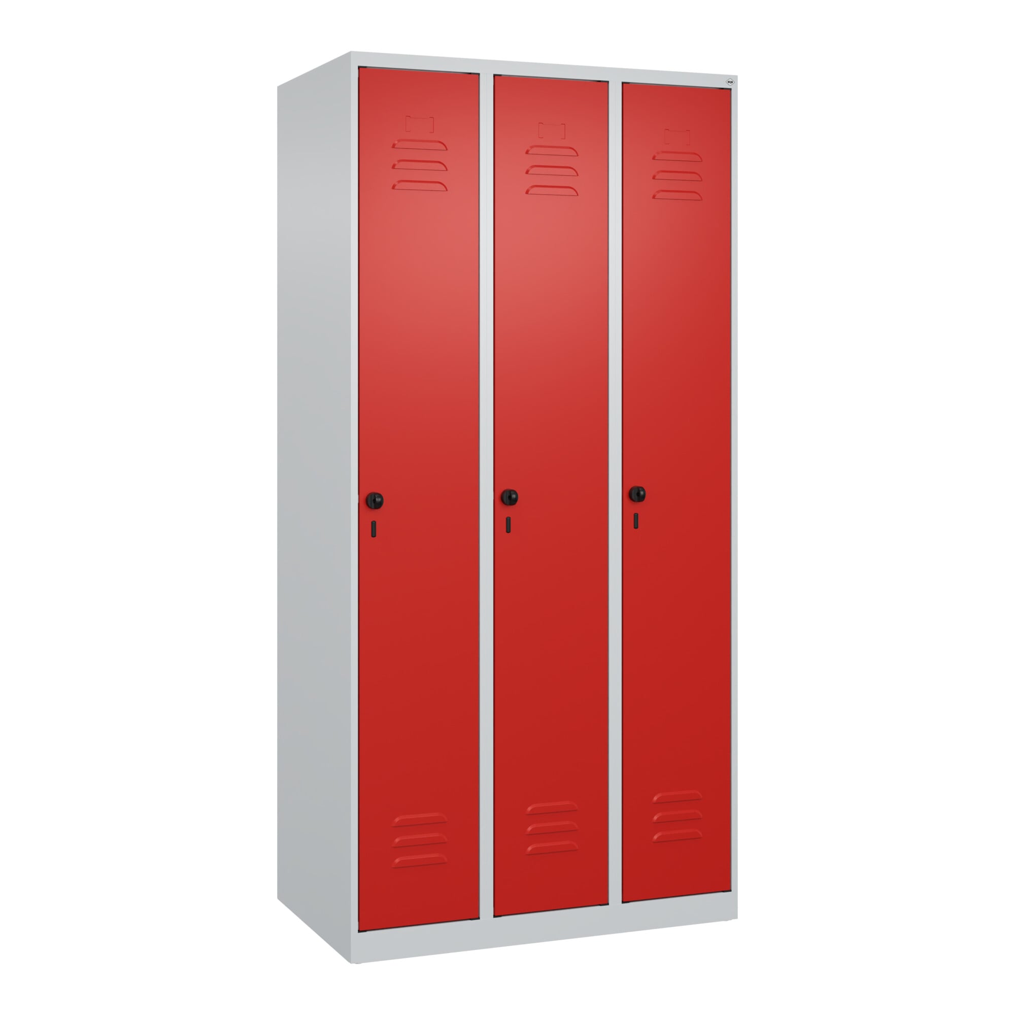 C+P Spind Classic PLUS, 3 Abteile, 1850x900x500mm, 7035/3020 Verschluss Sicherheits-Drehriegel 3 Garderobenhaken ; C + P Möbelsysteme