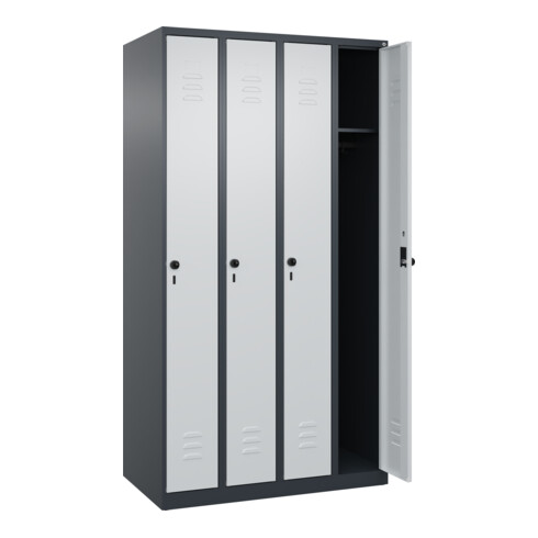 C+P Spind Classic PLUS, 4 Abteile, 1850x1000x500mm, 7016/7035 Verschluss Sicherheits-Drehriegel 3 Garderobenhaken