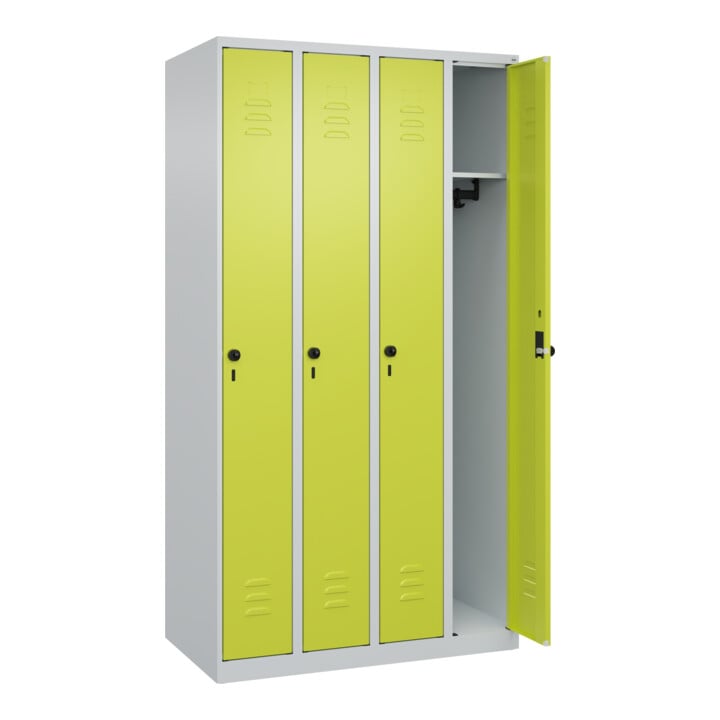 C+P Spind Classic PLUS, 4 Abteile, 1850x1000x500mm, 7035/0024 Verschluss Sicherheits-Drehriegel 3 Garderobenhaken