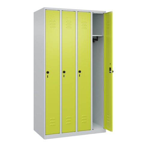 C+P Spind Classic PLUS, 4 Abteile, 1850x1000x500mm, 7035/0024 Verschluss Sicherheits-Drehriegel 3 Garderobenhaken