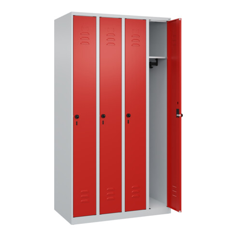 C+P Spind Classic PLUS, 4 Abteile, 1850x1000x500mm, 7035/3020 Verschluss Sicherheits-Drehriegel 3 Garderobenhaken