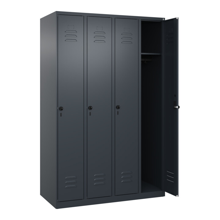 C+P Spind Classic PLUS, 4 Abteile, 1850x1200x500mm, 7016/7016 Verschluss Sicherheits-Drehriegel 3 Garderobenhaken