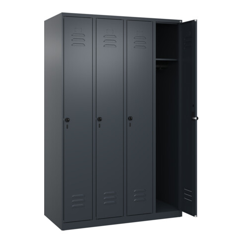 C+P Spind Classic PLUS, 4 Abteile, 1850x1200x500mm, 7016/7016 Verschluss Sicherheits-Drehriegel 3 Garderobenhaken