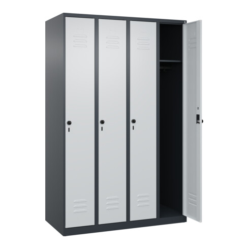 C+P Spind Classic PLUS, 4 Abteile, 1850x1200x500mm, 7016/7035 Verschluss Sicherheits-Drehriegel 3 Garderobenhaken