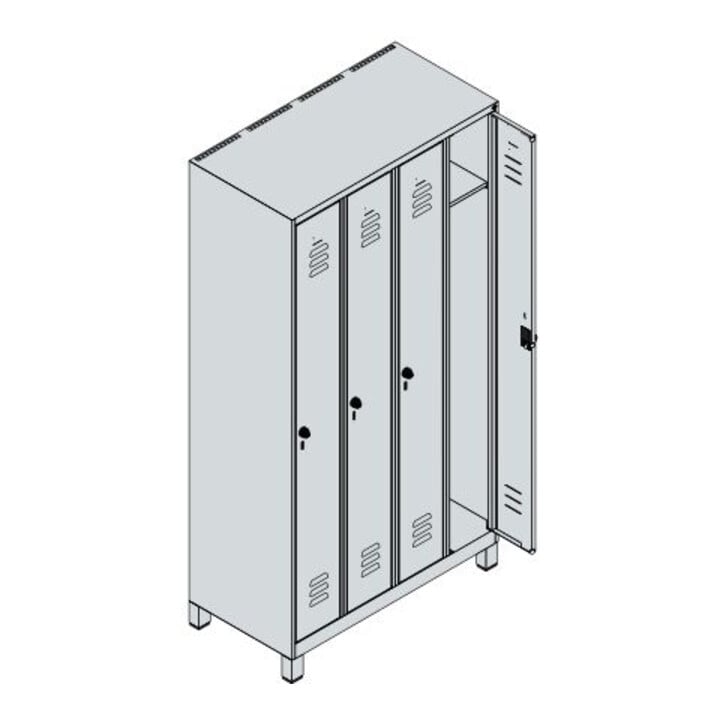 C+P Spind Classic PLUS 4 Abteile 1950 x 1000 x 500mm 9016/9016