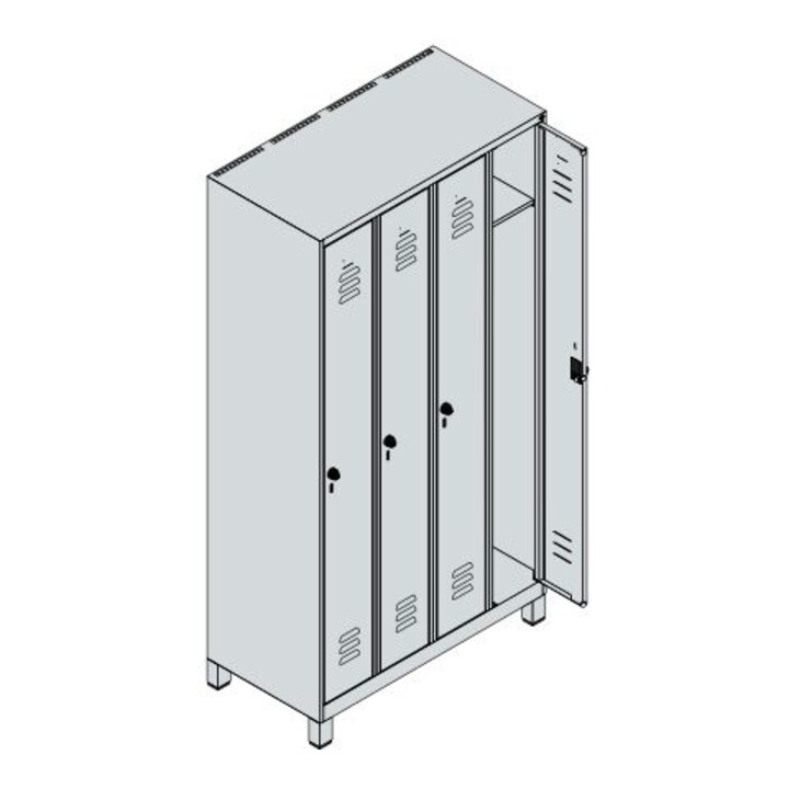 C+P Spind Classic PLUS 4 compartiments 1950 × 1000 × 500 mm 9016/9016