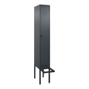 C+P Spind Classic PLUS, Bank, 1 Abteil, 2120x300x815mm, 7016/7016 Verschluss Sicherheits-Drehriegel 4 Garderobenhaken Trennwand mittig  Sitzbanktyp auskragend
