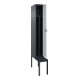C+P Spind Classic PLUS, Bank, 1 Abteil, 2120x300x815mm, 7016/7035 Verschluss Sicherheits-Drehriegel 4 Garderobenhaken Trennwand mittig Dekor Banklatten RAL 7021 Schwarzgrau Sitzbanktyp untergebaut-2