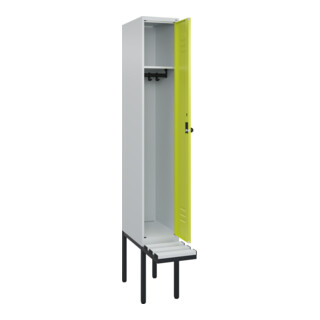 C+P Spind Classic PLUS, Bank, Sicherheits-Drehriegel, 3 Garderobenhaken, Dekor, auskragend
