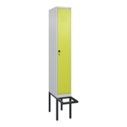C+P Spind Classic PLUS, Bank, 1 Abteil, 2120x300x815mm, 7035/0024 Verschluss Sicherheits-Drehriegel 4 Garderobenhaken Trennwand mittig  Sitzbanktyp auskragend