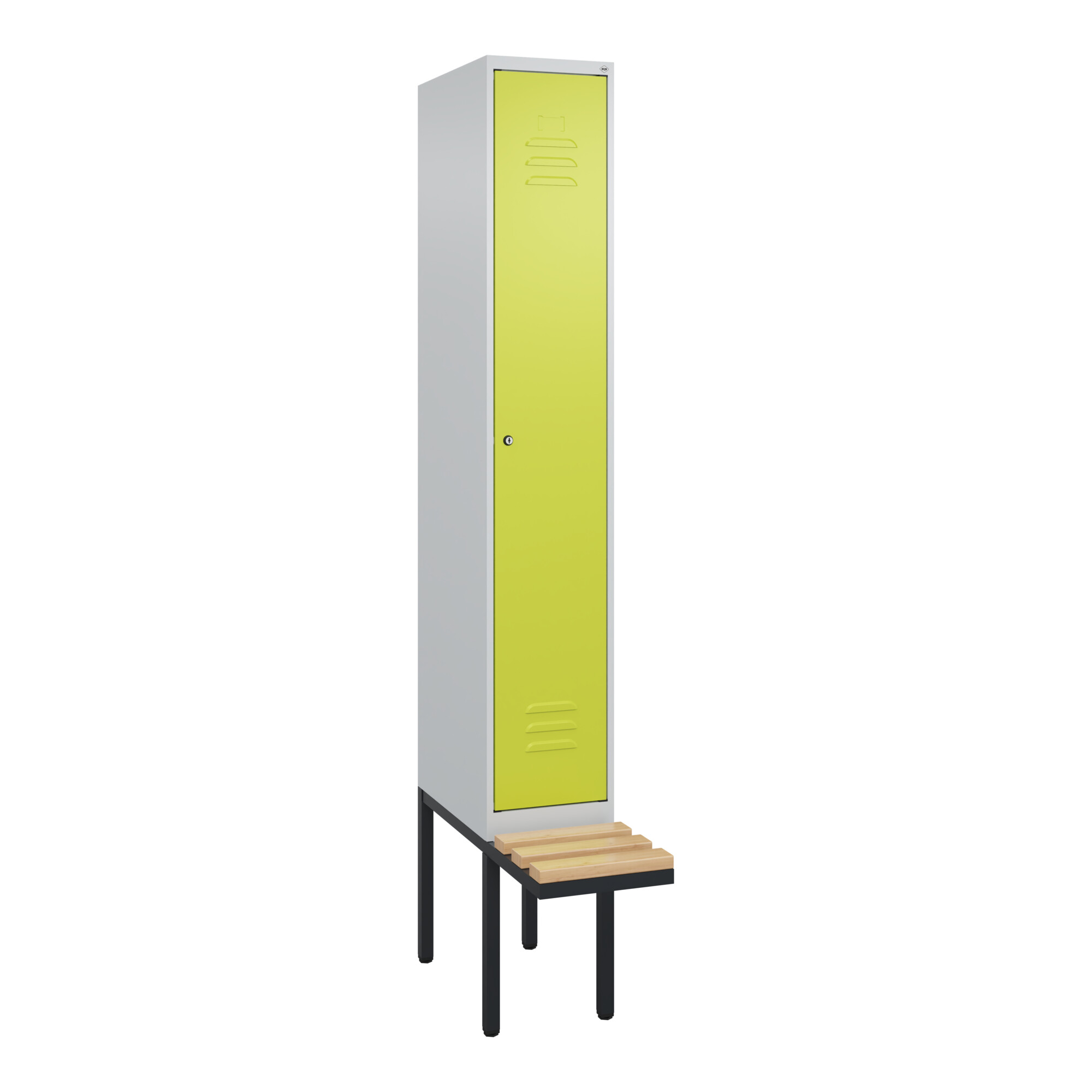 C+P Spind Classic PLUS, Bank, 1 Abteil, 2120x300x815mm, 7035/0024 Verschluss Zylinderschloss 3 Garderobenhaken Sitzbanktyp auskragend ; C + P Möbels