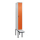 C+P Spind Classic PLUS, Bank, 1 Abteil, 2120x300x815mm, 7035/2004 Verschluss Sicherheits-Drehriegel 4 Garderobenhaken Trennwand mittig Dekor Banklatten RAL 7035 Lichtgrau Sitzbanktyp auskragend-1