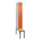 C+P Spind Classic PLUS, Bank, 1 Abteil, 2120x300x815mm, 7035/2004 Verschluss Zylinderschloss 3 Garderobenhaken   Sitzbanktyp untergebaut-1