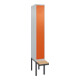 C+P Spind Classic PLUS, Bank, 1 Abteil, 2120x300x815mm, 7035/2004 Verschluss Zylinderschloss 4 Garderobenhaken Trennwand mittig  Sitzbanktyp auskragend-1