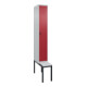 C+P Spind Classic PLUS, Bank, 1 Abteil, 2120x300x815mm, 7035/3003 Verschluss Sicherheits-Drehriegel 4 Garderobenhaken Trennwand mittig Dekor Banklatten RAL 7035 Lichtgrau Sitzbanktyp untergebaut-1