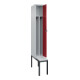 C+P Spind Classic PLUS, Bank, 1 Abteil, 2120x300x815mm, 7035/3003 Verschluss Sicherheits-Drehriegel 4 Garderobenhaken Trennwand mittig Dekor Banklatten RAL 7035 Lichtgrau Sitzbanktyp untergebaut-2