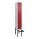 C+P Spind Classic PLUS, Bank, 1 Abteil, 2120x300x815mm, 7035/3003 Verschluss Sicherheits-Drehriegel 4 Garderobenhaken Trennwand mittig  Sitzbanktyp auskragend-1