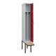 C+P Spind Classic PLUS, Bank, 1 Abteil, 2120x300x815mm, 7035/3003 Verschluss Sicherheits-Drehriegel 4 Garderobenhaken Trennwand mittig  Sitzbanktyp auskragend-2