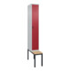 C+P Spind Classic PLUS, Bank, 1 Abteil, 2120x300x815mm, 7035/3003 Verschluss Sicherheits-Drehriegel 4 Garderobenhaken Trennwand mittig  Sitzbanktyp untergebaut-1