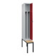 C+P Spind Classic PLUS, Bank, 1 Abteil, 2120x300x815mm, 7035/3003 Verschluss Sicherheits-Drehriegel 4 Garderobenhaken Trennwand mittig  Sitzbanktyp untergebaut-2