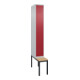 C+P Spind Classic PLUS, Bank, 1 Abteil, 2120x300x815mm, 7035/3003 Verschluss Zylinderschloss 3 Garderobenhaken   Sitzbanktyp untergebaut-1