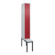 C+P Spind Classic PLUS, Bank, 1 Abteil, 2120x300x815mm, 7035/3003 Verschluss Zylinderschloss 4 Garderobenhaken Trennwand mittig Dekor Banklatten RAL 7035 Lichtgrau Sitzbanktyp untergebaut-1