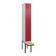 C+P Spind Classic PLUS, Bank, 1 Abteil, 2120x300x815mm, 7035/3003 Verschluss Zylinderschloss 4 Garderobenhaken Trennwand mittig  Sitzbanktyp auskragend-1