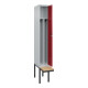 C+P Spind Classic PLUS, Bank, 1 Abteil, 2120x300x815mm, 7035/3003 Verschluss Zylinderschloss 4 Garderobenhaken Trennwand mittig  Sitzbanktyp auskragend-2