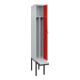 C+P Spind Classic PLUS, Bank, 1 Abteil, 2120x300x815mm, 7035/3020 Verschluss Sicherheits-Drehriegel 4 Garderobenhaken Trennwand mittig Dekor Banklatten RAL 7035 Lichtgrau Sitzbanktyp auskragend-2