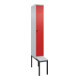 C+P Spind Classic PLUS, Bank, 1 Abteil, 2120x300x815mm, 7035/3020 Verschluss Sicherheits-Drehriegel 4 Garderobenhaken Trennwand mittig Dekor Banklatten RAL 7035 Lichtgrau Sitzbanktyp untergebaut-1