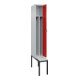 C+P Spind Classic PLUS, Bank, 1 Abteil, 2120x300x815mm, 7035/3020 Verschluss Sicherheits-Drehriegel 4 Garderobenhaken Trennwand mittig Dekor Banklatten RAL 7035 Lichtgrau Sitzbanktyp untergebaut-2