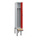C+P Spind Classic PLUS, Bank, 1 Abteil, 2120x300x815mm, 7035/3020 Verschluss Sicherheits-Drehriegel 4 Garderobenhaken Trennwand mittig  Sitzbanktyp auskragend-2