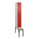C+P Spind Classic PLUS, Bank, 1 Abteil, 2120x300x815mm, 7035/3020 Verschluss Sicherheits-Drehriegel 4 Garderobenhaken Trennwand mittig  Sitzbanktyp untergebaut-1