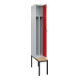 C+P Spind Classic PLUS, Bank, 1 Abteil, 2120x300x815mm, 7035/3020 Verschluss Sicherheits-Drehriegel 4 Garderobenhaken Trennwand mittig  Sitzbanktyp untergebaut-2