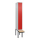 C+P Spind Classic PLUS, Bank, 1 Abteil, 2120x300x815mm, 7035/3020 Verschluss Zylinderschloss 3 Garderobenhaken   Sitzbanktyp auskragend-1