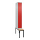 C+P Spind Classic PLUS, Bank, 1 Abteil, 2120x300x815mm, 7035/3020 Verschluss Zylinderschloss 3 Garderobenhaken   Sitzbanktyp untergebaut-1