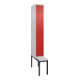 C+P Spind Classic PLUS, Bank, 1 Abteil, 2120x300x815mm, 7035/3020 Verschluss Zylinderschloss 4 Garderobenhaken Trennwand mittig Dekor Banklatten RAL 7035 Lichtgrau Sitzbanktyp untergebaut-1