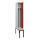 C+P Spind Classic PLUS, Bank, 1 Abteil, 2120x300x815mm, 7035/3020 Verschluss Zylinderschloss 4 Garderobenhaken Trennwand mittig  Sitzbanktyp untergebaut-2