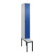 C+P Spind Classic PLUS, Bank, 1 Abteil, 2120x300x815mm, 7035/5010 Verschluss Sicherheits-Drehriegel 4 Garderobenhaken Trennwand mittig Dekor Banklatten RAL 7035 Lichtgrau Sitzbanktyp untergebaut-1