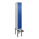 C+P Spind Classic PLUS, Bank, 1 Abteil, 2120x300x815mm, 7035/5010 Verschluss Sicherheits-Drehriegel 4 Garderobenhaken Trennwand mittig  Sitzbanktyp auskragend-1