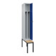 C+P Spind Classic PLUS, Bank, 1 Abteil, 2120x300x815mm, 7035/5010 Verschluss Sicherheits-Drehriegel 4 Garderobenhaken Trennwand mittig  Sitzbanktyp untergebaut-2