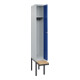C+P Spind Classic PLUS, Bank, 1 Abteil, 2120x300x815mm, 7035/5010 Verschluss Zylinderschloss 3 Garderobenhaken   Sitzbanktyp auskragend-2