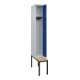 C+P Spind Classic PLUS, Bank, 1 Abteil, 2120x300x815mm, 7035/5010 Verschluss Zylinderschloss 3 Garderobenhaken   Sitzbanktyp untergebaut-2