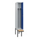 C+P Spind Classic PLUS, Bank, 1 Abteil, 2120x300x815mm, 7035/5010 Verschluss Zylinderschloss 4 Garderobenhaken Trennwand mittig  Sitzbanktyp auskragend-2