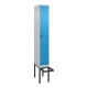 C+P Spind Classic PLUS, Bank, 1 Abteil, 2120x300x815mm, 7035/5012 Verschluss Sicherheits-Drehriegel 4 Garderobenhaken Trennwand mittig  Sitzbanktyp auskragend-1