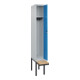 C+P Spind Classic PLUS, Bank, 1 Abteil, 2120x300x815mm, 7035/5012 Verschluss Zylinderschloss 3 Garderobenhaken   Sitzbanktyp auskragend-2