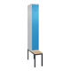 C+P Spind Classic PLUS, Bank, 1 Abteil, 2120x300x815mm, 7035/5012 Verschluss Zylinderschloss 3 Garderobenhaken   Sitzbanktyp untergebaut-1