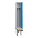 C+P Spind Classic PLUS, Bank, 1 Abteil, 2120x300x815mm, 7035/5012 Verschluss Zylinderschloss 4 Garderobenhaken Trennwand mittig  Sitzbanktyp auskragend-2