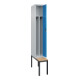 C+P Spind Classic PLUS, Bank, 1 Abteil, 2120x300x815mm, 7035/5012 Verschluss Zylinderschloss 4 Garderobenhaken Trennwand mittig  Sitzbanktyp untergebaut-2