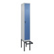 C+P Spind Classic PLUS, Bank, 1 Abteil, 2120x300x815mm, 7035/5023 Verschluss Sicherheits-Drehriegel 4 Garderobenhaken Trennwand mittig  Sitzbanktyp auskragend-1